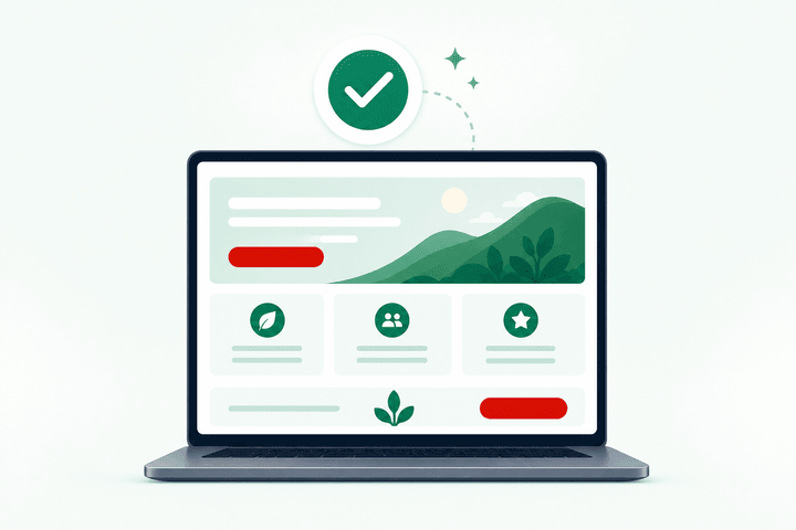 Illustration: Das digitale Marketing-Team baut eine fertige Landing Page