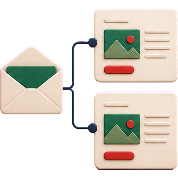 Illustration: Das digitale Marketing-Team erstellt Newsletter und Sequenzen