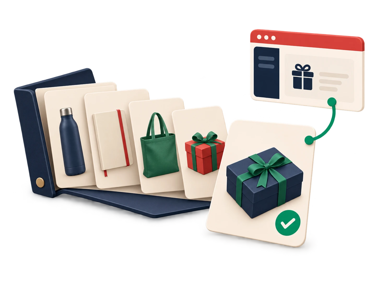 Illustration: eine passende Geschenkidee aus einem Produktkatalog auswählen